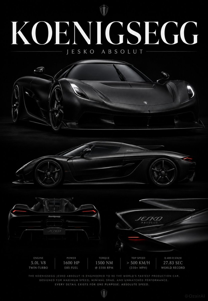 Matte black Koenigsegg Jesko Absolut gleams under dramatic studio spotlight