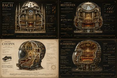 Bach's fugue becomes a gothic cathedral of harmonic symmetry