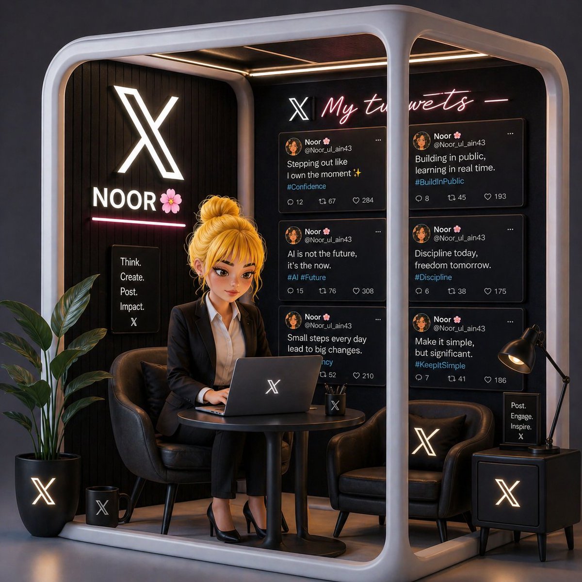 A Modern Workspace in Neon Glow