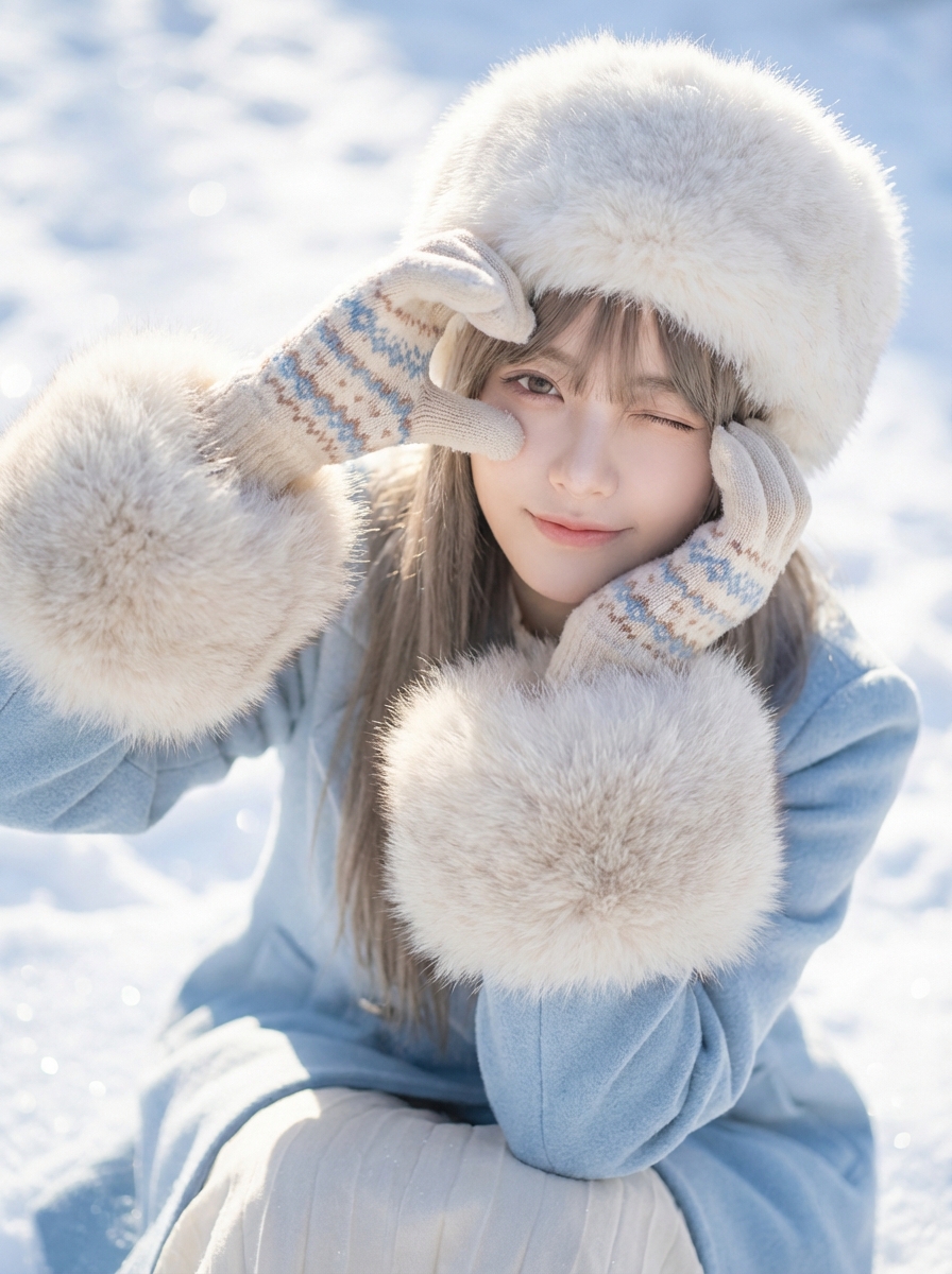 Charming Winter Whimsy: A Heartfelt Moment in Snow