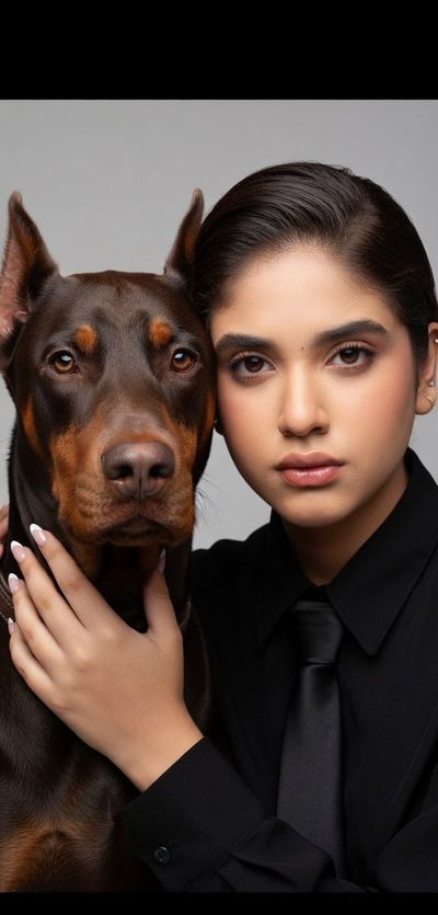 Symbiotic Elegance: Woman and Doberman in Perfect Harmony