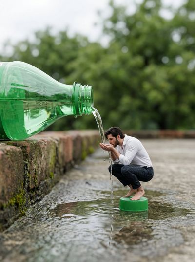 Whimsical Water World: A Tiny Hero's Refreshing Adventure