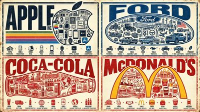 Four Fortune 500 Logos Rebuilt as Vintage Screenprint Collages