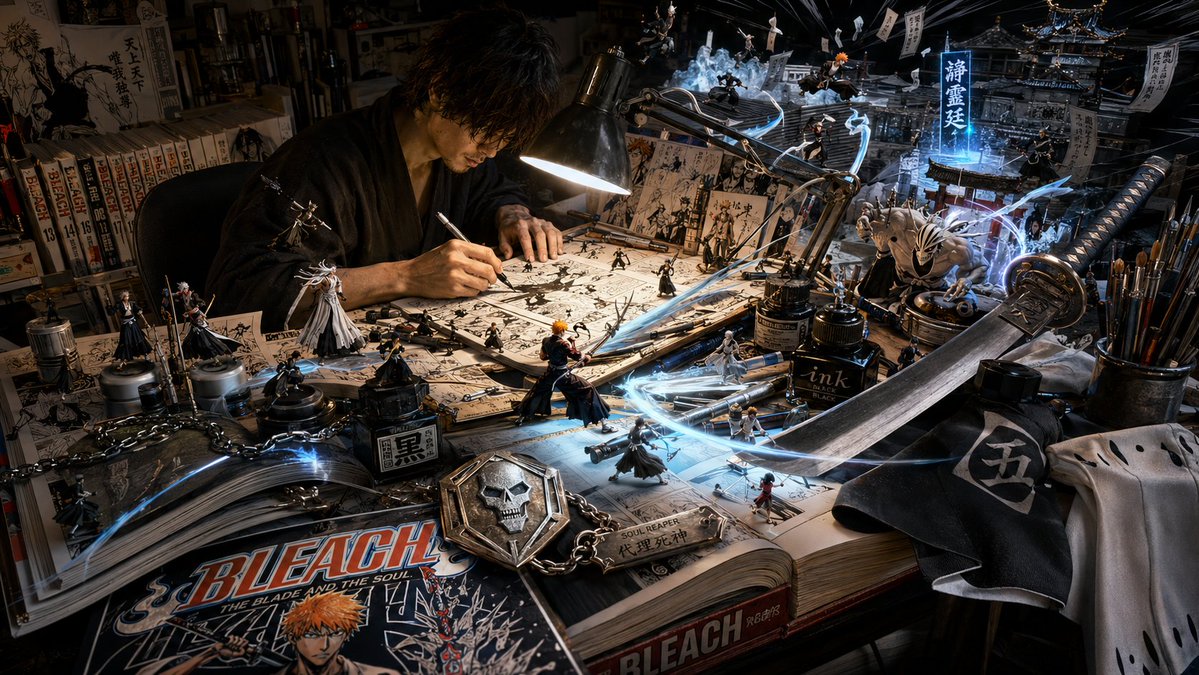 Bleach's creator Tite Kubo draws Ichigo in a miniature diorama