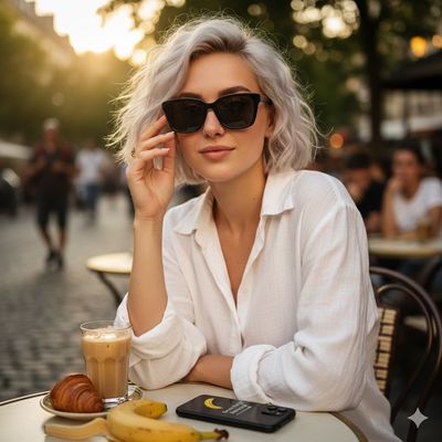 Golden Hour Chic: A Stylish Café Portrait