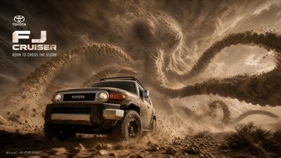 Toyota FJ Cruiser charges through desert storm with giant octopus tentacles