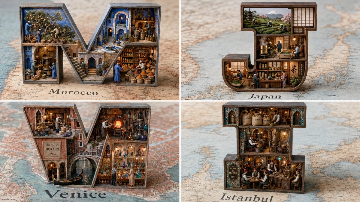 Moroccan Monogram shadowbox reveals argan oil craft in miniature