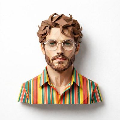 Geometric Elegance: A Paper-Craft Portrait Bust