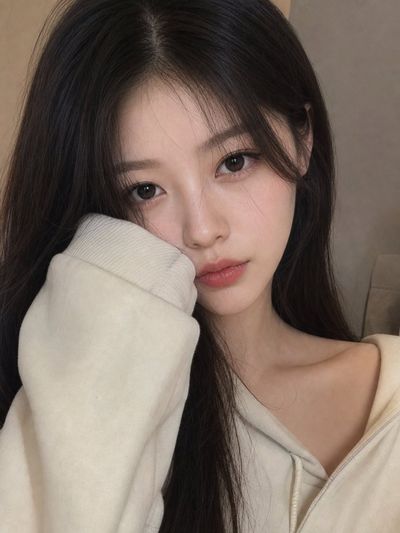 Young woman in cozy sweater captures a soft confident selfie