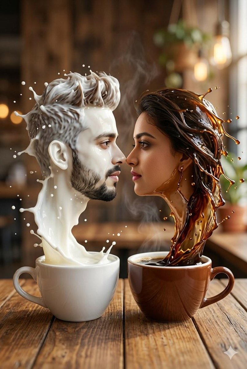 Liquid Portraits: Precision Faces in Coffee and Milk Splashes