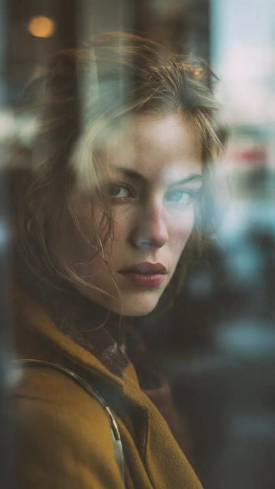 Mystery Through Glass: A Woman's Reflection in the City