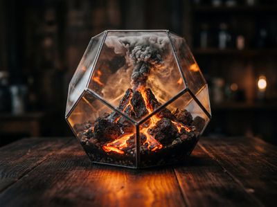 Miniature Ecosystem in Glass Container Illuminated by Soft Light