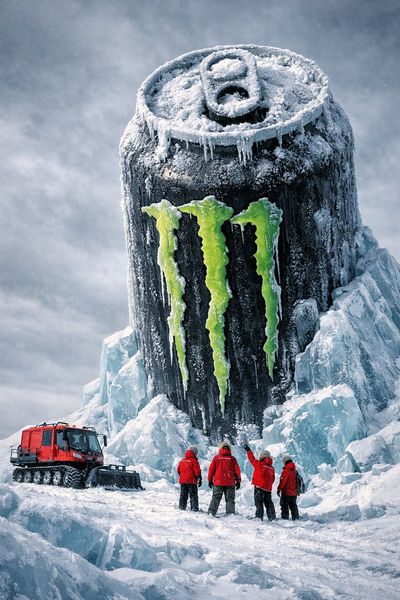 Frozen Monstrosity in the Arctic: The Ice-Covered Monster Energy Can