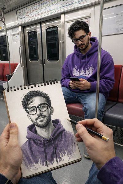 Subway Sketch Reflection in Seoul