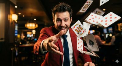 A Bold Gambler's Card Trick in Motion