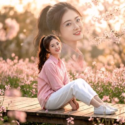 Cinematic Double Exposure of a Joyful Young Woman in Nature