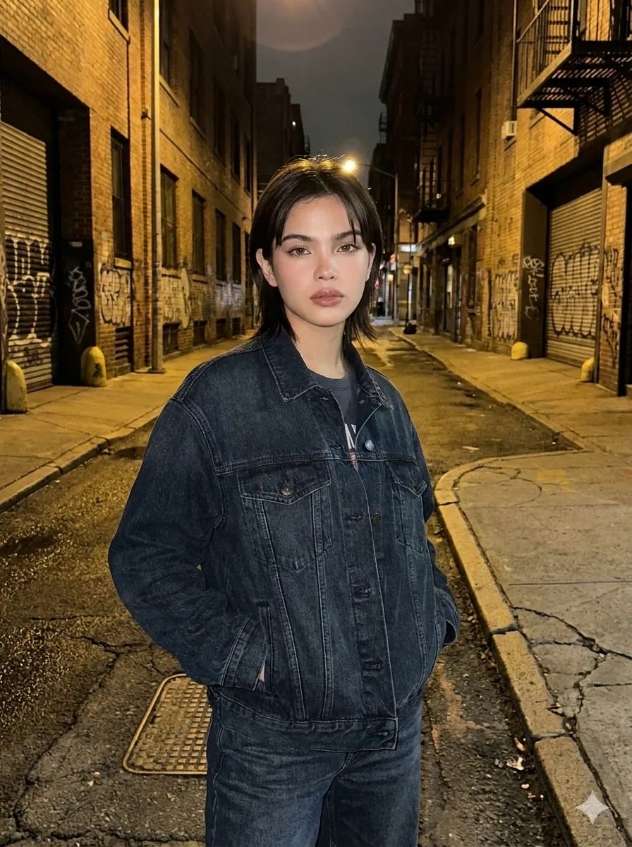 Golden Alleyway Glow: Urban Confidence