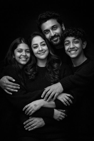 Timeless Family Embrace in Monochrome
