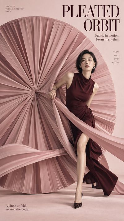 High-Fashion Editorial Posters Featuring Models Interacting with Elegant Circular Forms