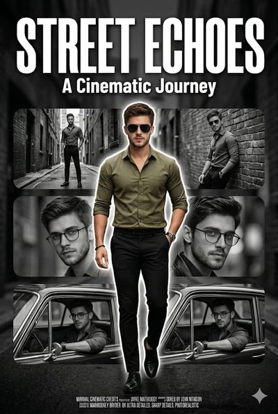A confident South Asian man walks through moody urban streets