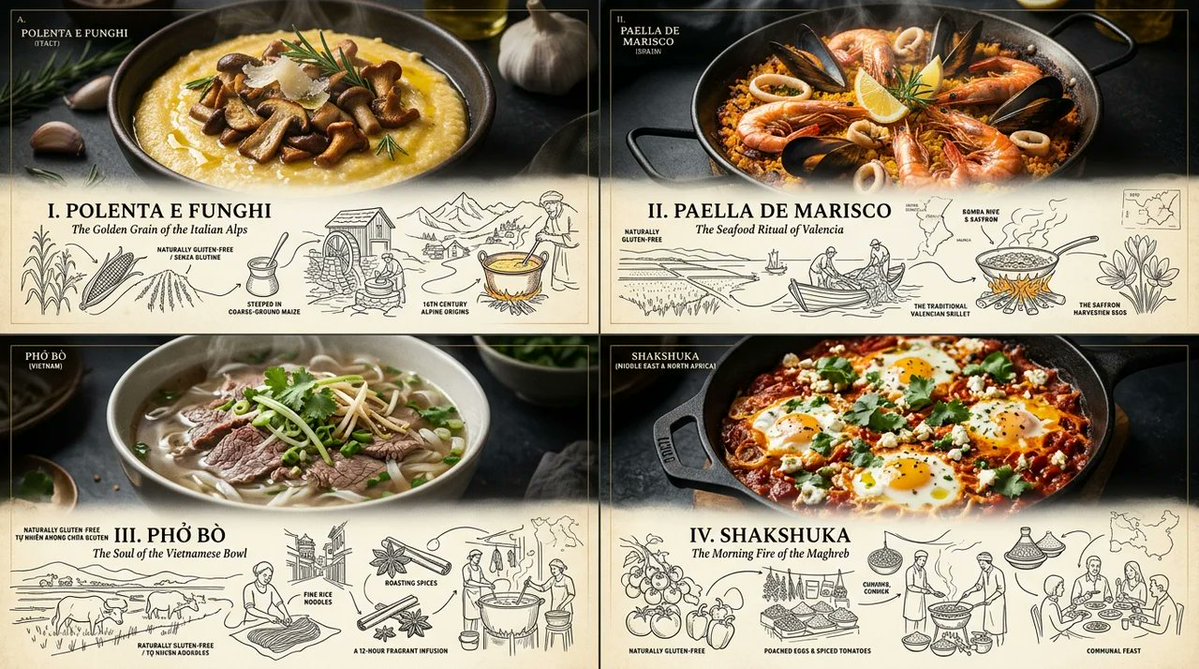 Cinematic Gluten-Free Meal Transitions Into Elegant Line Illustration