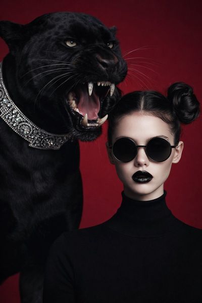 Elegant Edge: A Fashionista and Her Fierce Companion