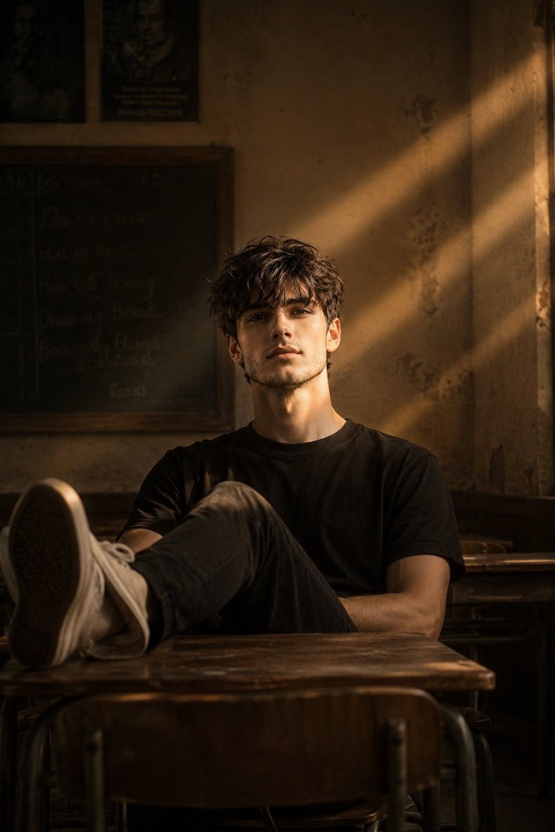Quiet Reflection in a Vintage Classroom