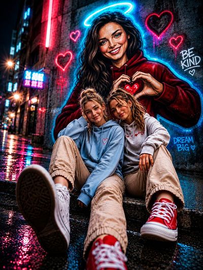 Urban Bonds: A Night of Neon Friendship