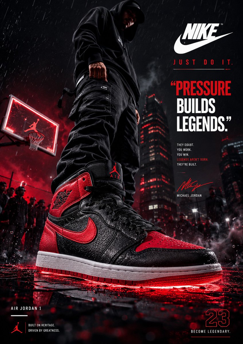 Dynamic model leaps forward showcasing hyper-detailed luxury sneakers.