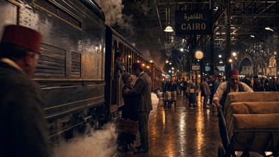 Echoes of Cairo: A Midnight Train Station Scene