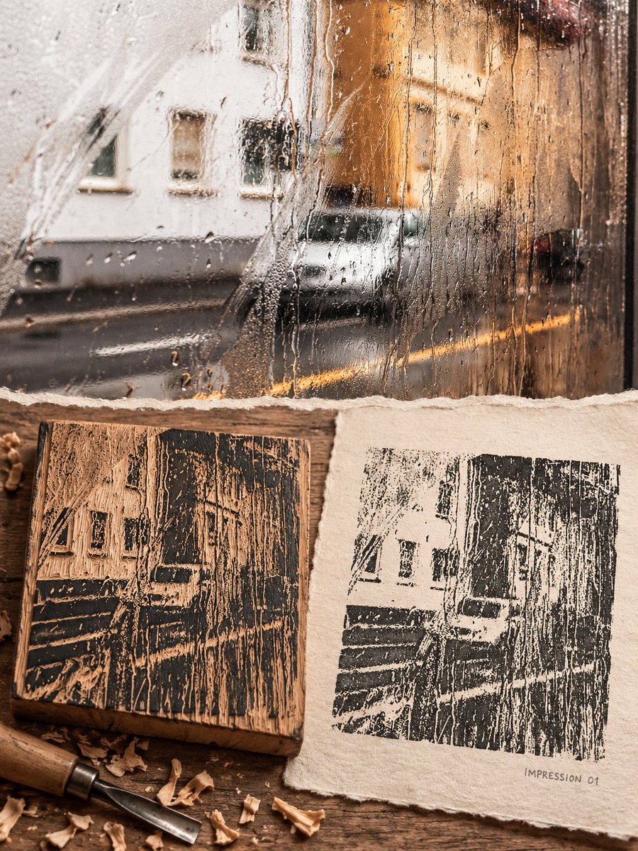 Woodblock Print Memory Shows Carved Wood and Inked Paper