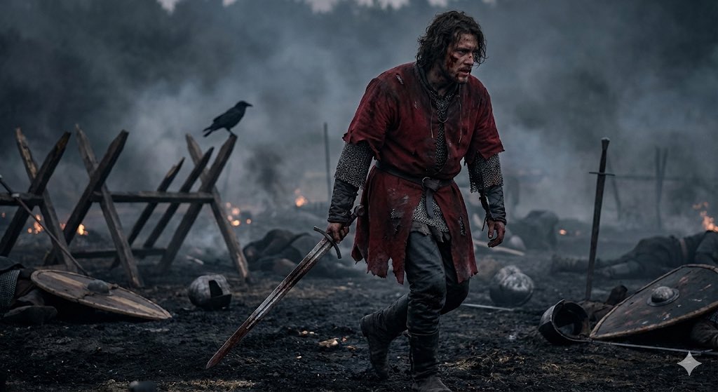 A Warrior's Solitude Amidst Ashes