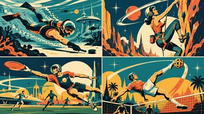 Four Underrated Sports Reimagined in Atomic Age Flat Vector Style