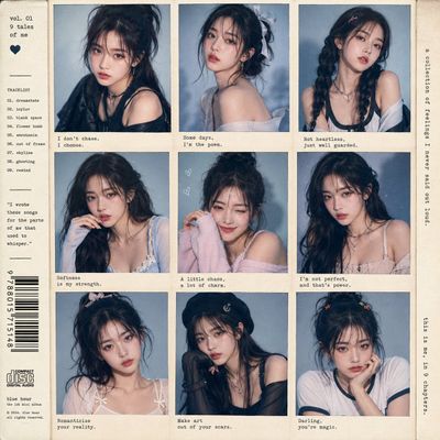K-pop idol showcases nine unique looks in polaroid grid collage