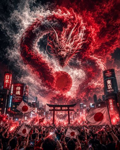 Fans ignite a colossal dragon above Bangkok's skyline in celebration