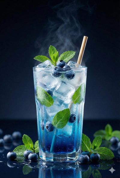 Crisp Blueberry Mint Soda in Cinematic Detail