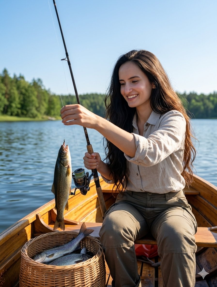 Serenity on the Lake: A Fisherwoman's Calm Escape