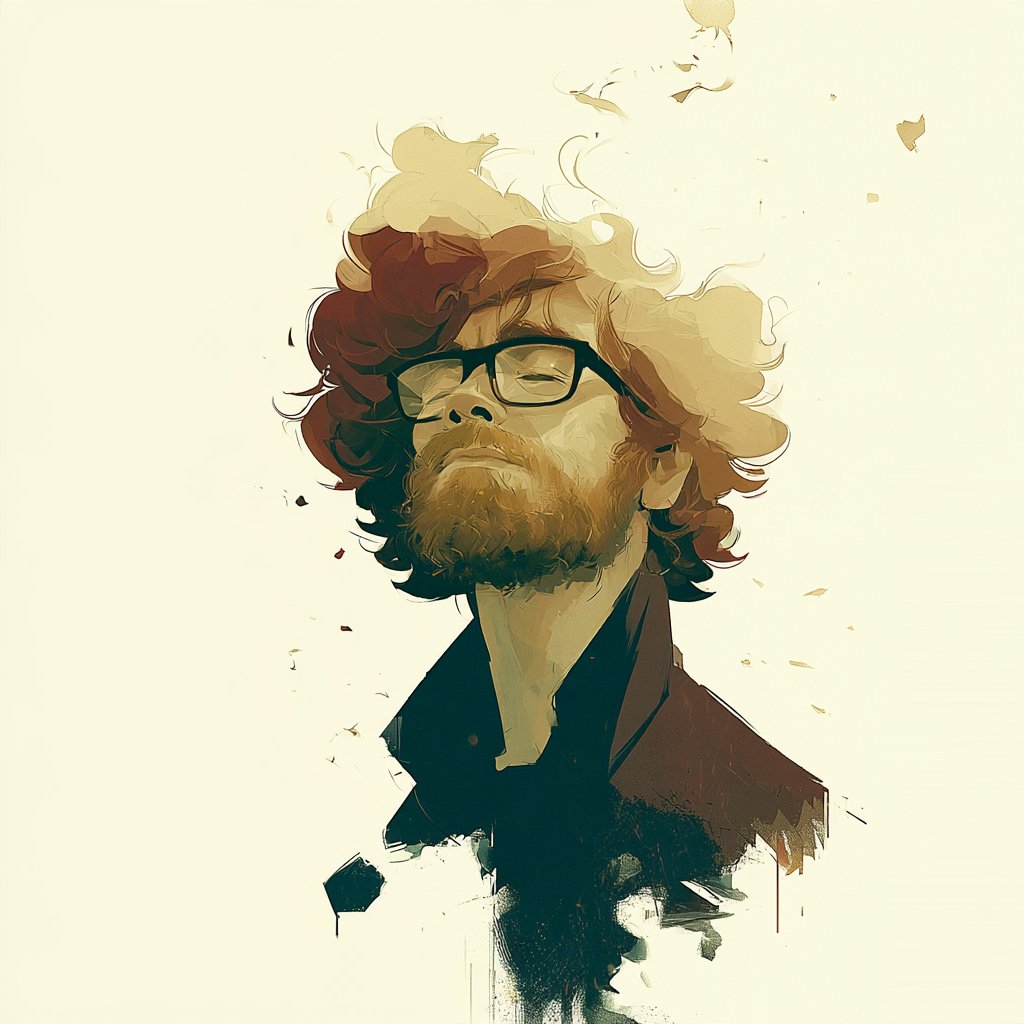 Figures emerge from loose brushstrokes in muted earthy editorial art