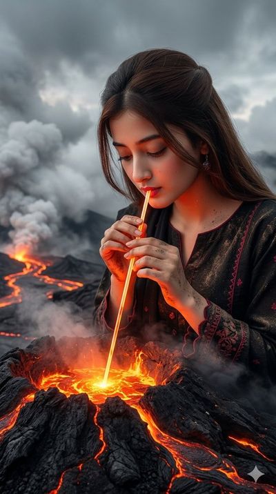 Lava's Embrace: A Surreal Portrait