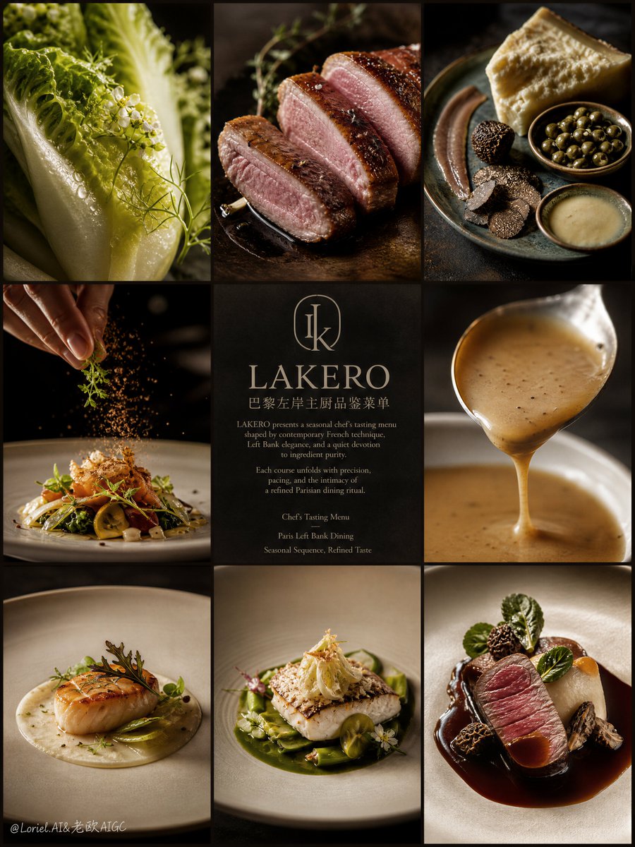 LAKERO's nine-panel poster reveals Paris Left Bank tasting menu