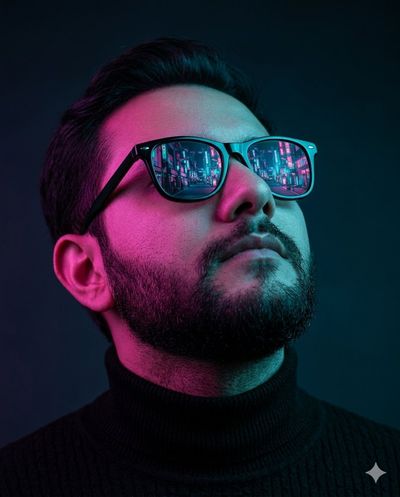 Neon Reflections in Cyberpunk Shadows