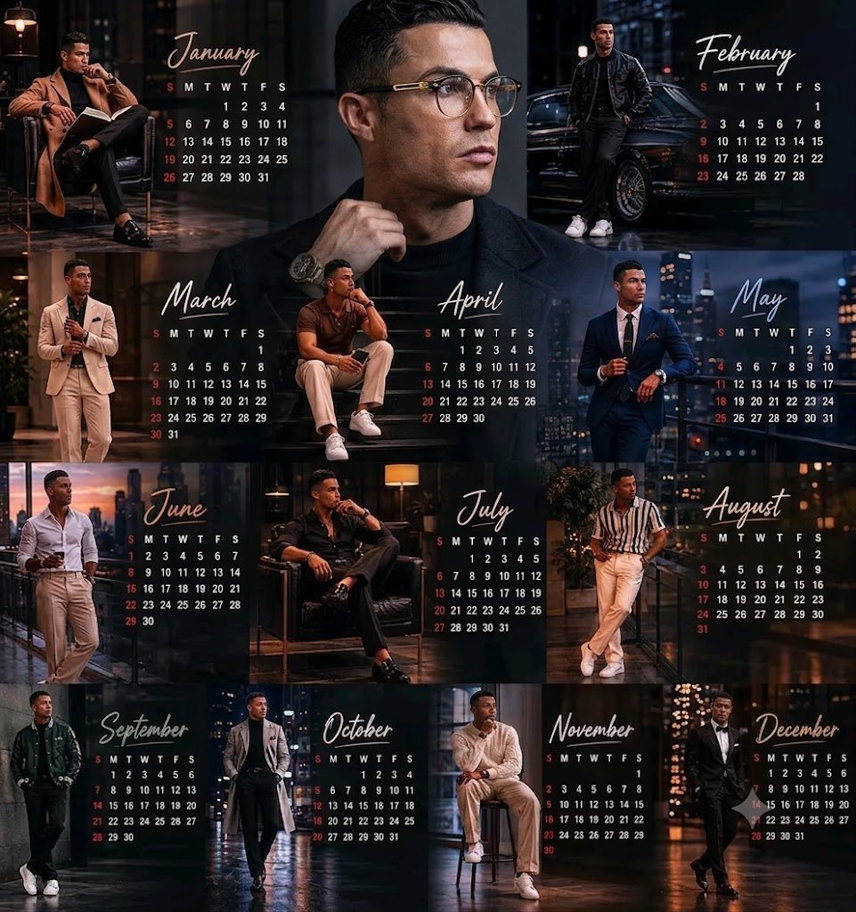 Cristiano Ronaldo stars in a luxury 12-month urban fashion calendar