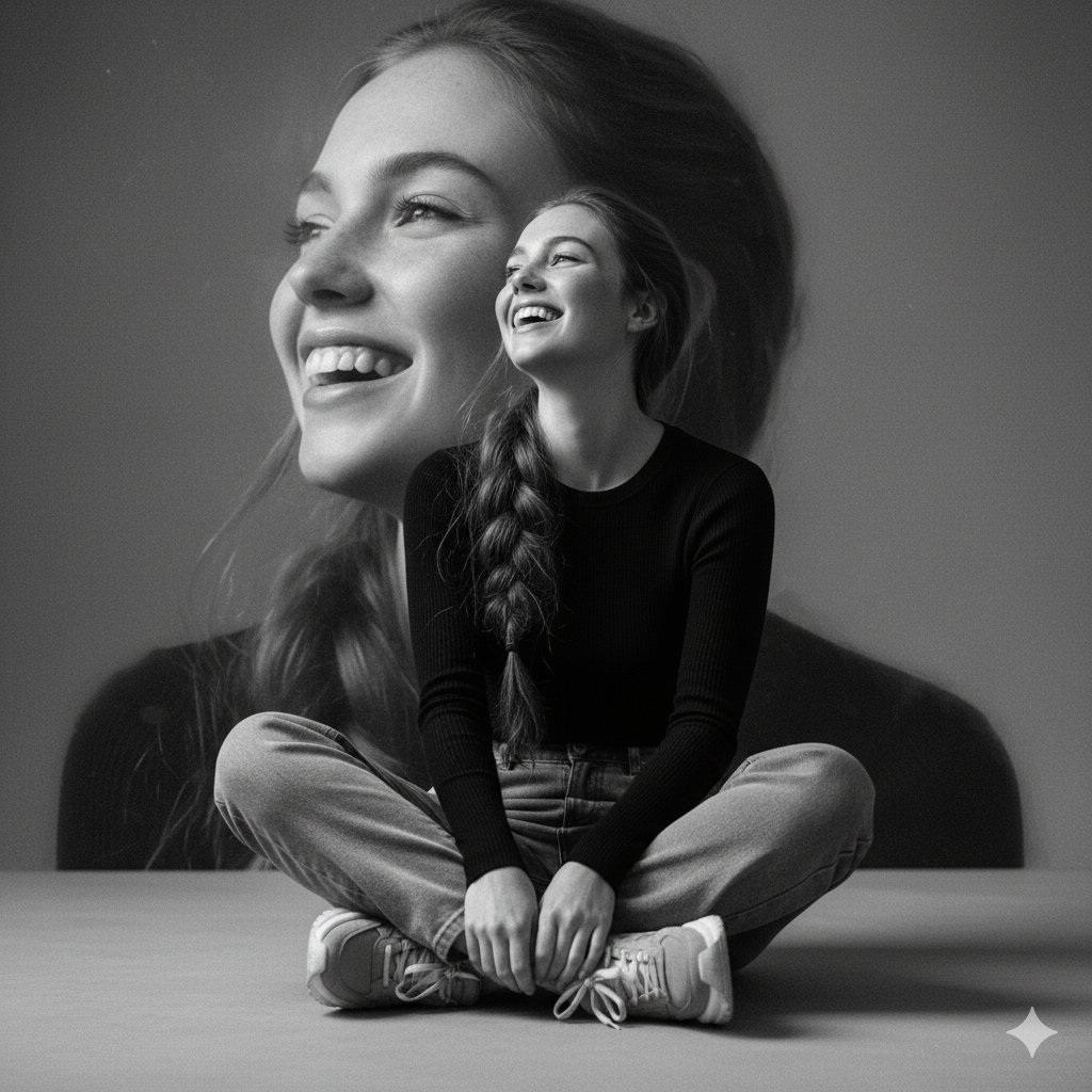 Portrait of Joy: A Modern Elegance in Monochrome