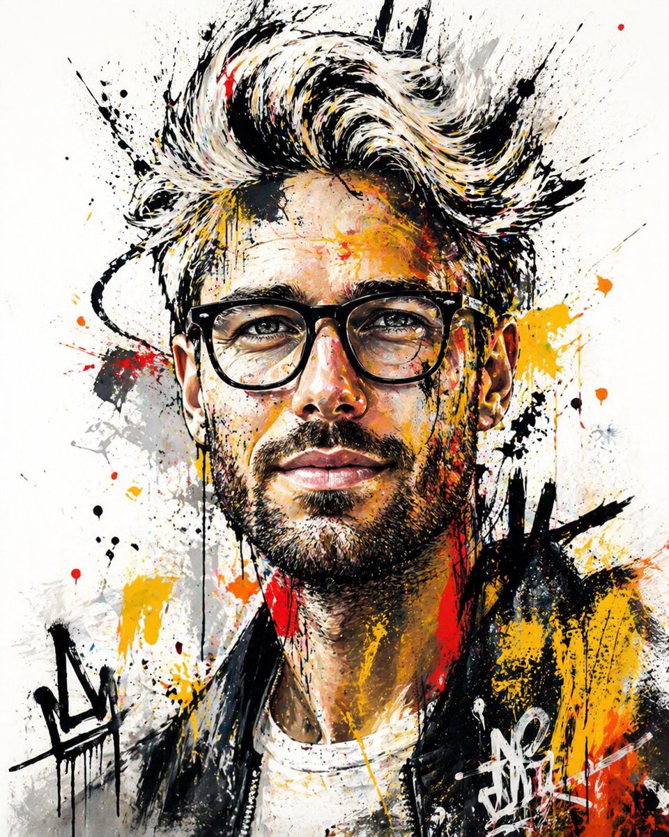 Urban Expressionist Portrait with Chaotic Color Energy