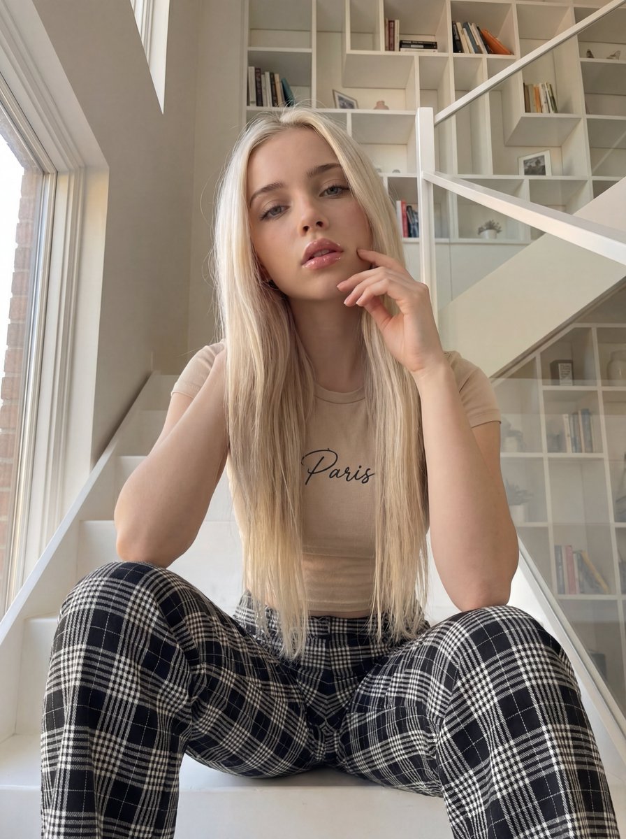 Platinum Elegance on the Stairs
