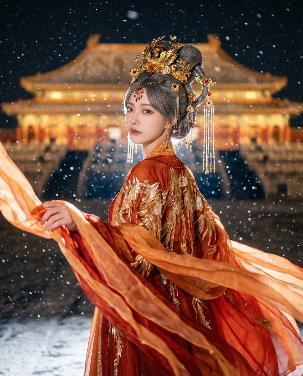 Snowy Night Enchantment at the Imperial Palace
