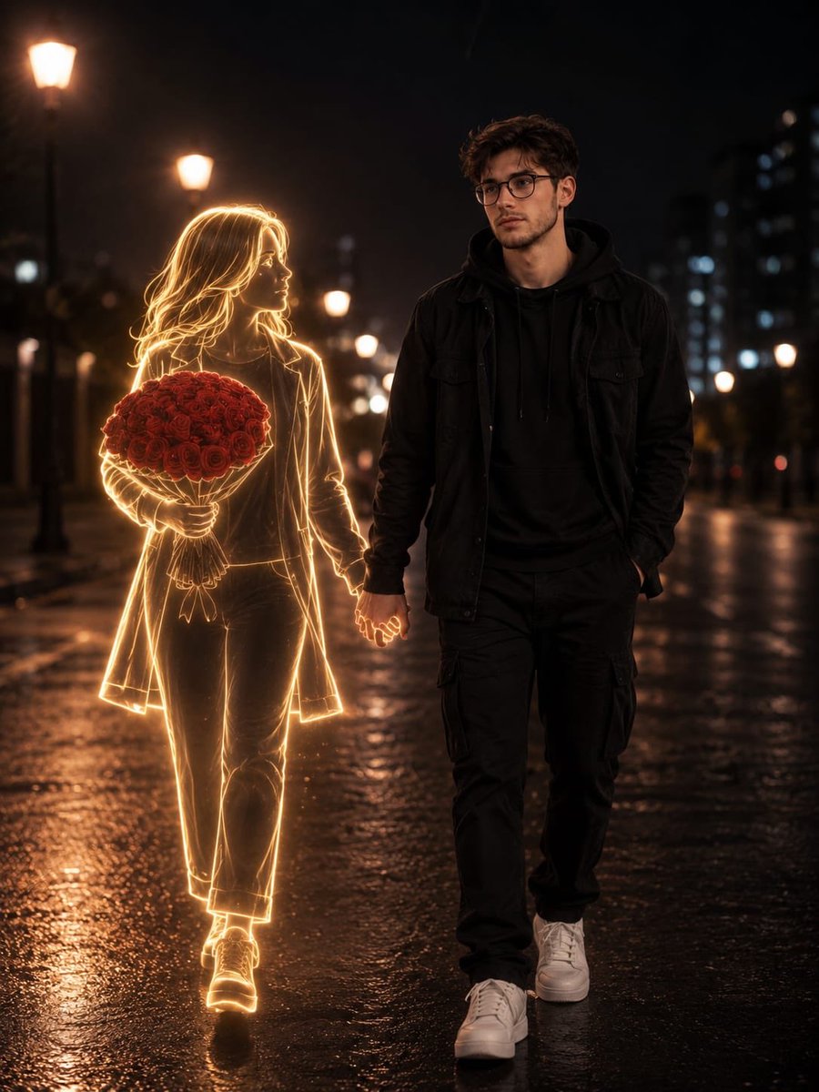 Ethereal Connection on a Rainy Night