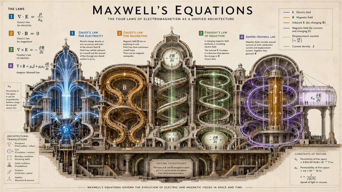 Monumental cathedral of Maxwell's equations rendered as walkable engineering