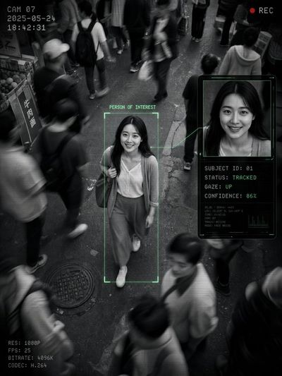 Surveillance in Focus: Urban Street, Cinematic Overhead View