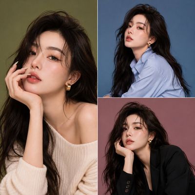 Elegant Korean Beauty Portrait Showcasing Flawless Skin and Style